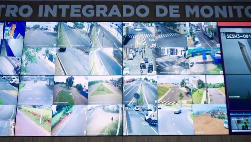 Videowall com câmeras de rua de Leme